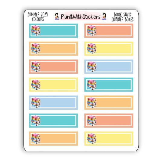 Book Stack Quarter Box Stickers – Summer 2025 Collection