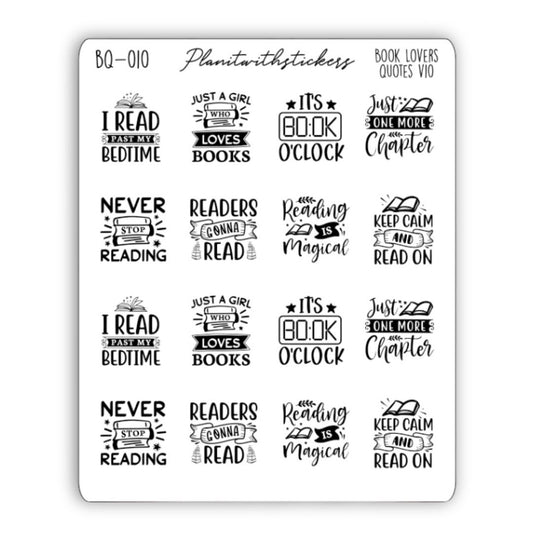 Book Lovers Quote and Phrases Sticker Sheet - VERSION 10