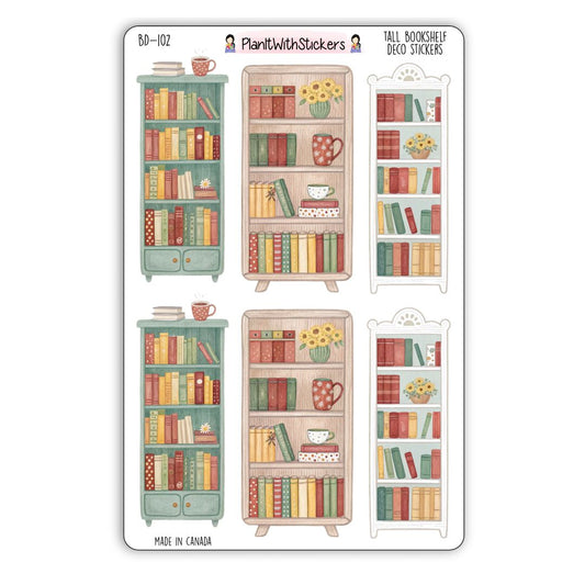 Tall Bookshelf Book Journal Deco Stickers