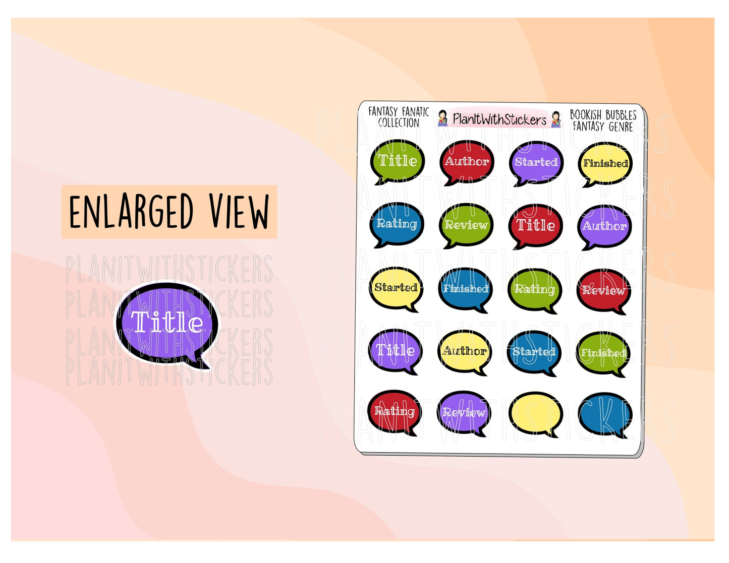 Fantasy Fanatics Bookish Bubbles Reading Review Sticker - Mixed