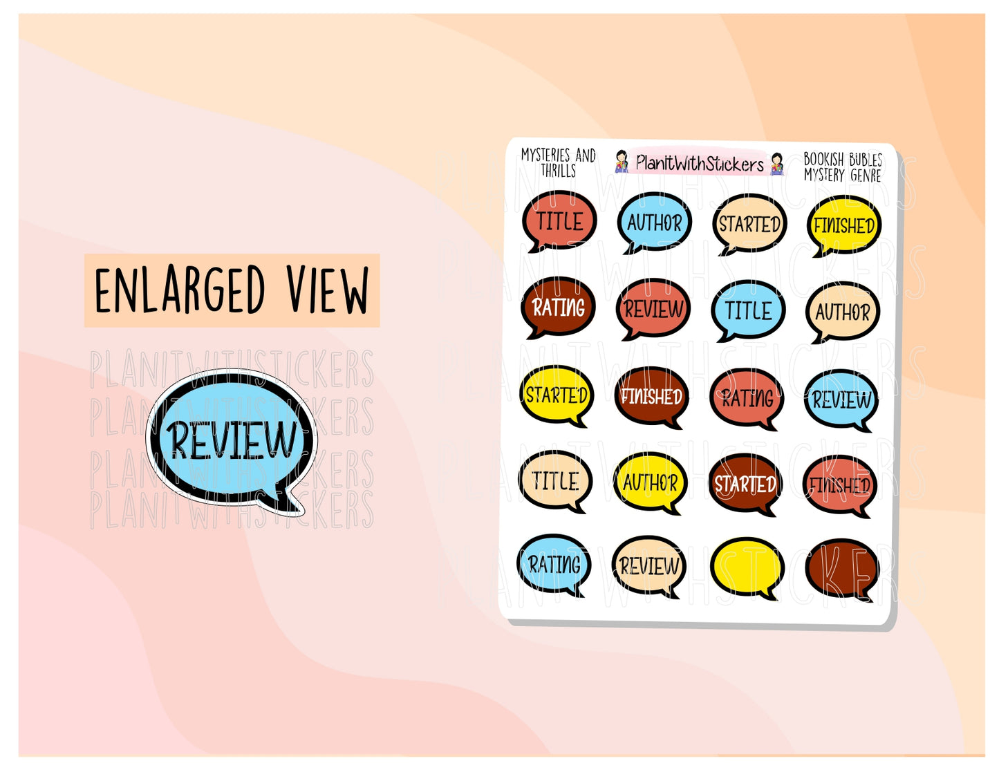 Mysteries and Thrills Bookish Bubbles Reading Review Sticker - Mixed