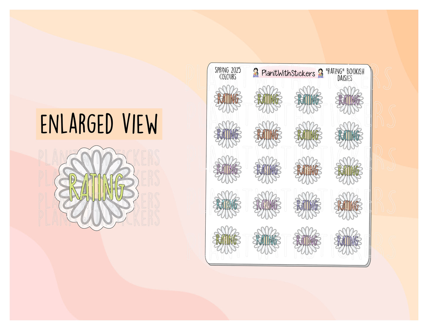 "Rating" Bookish Daisy Book Journal Prompt Sticker - Spring 2025 Colours