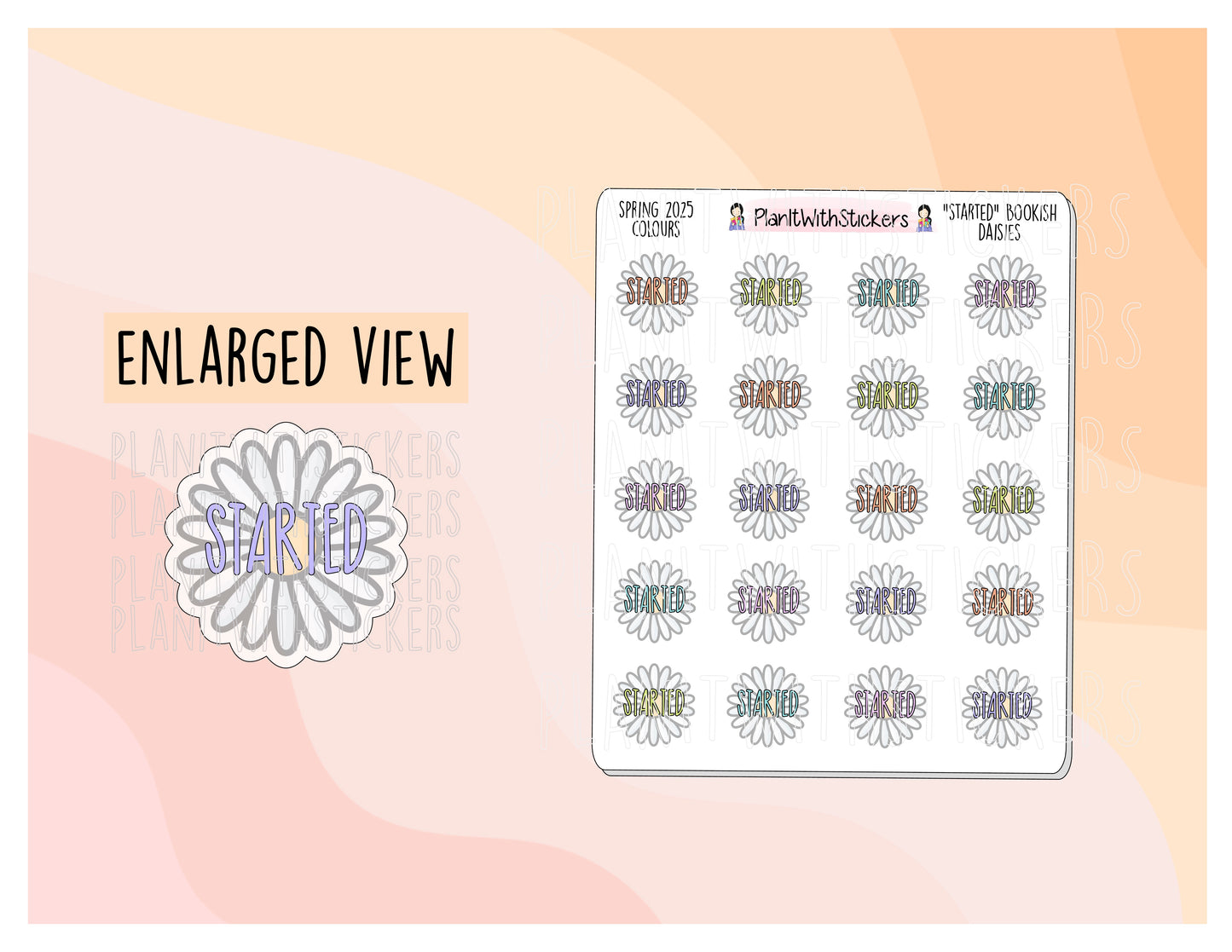 "Started" Bookish Daisy Book Journal Prompt Sticker - Spring 2025 Colours