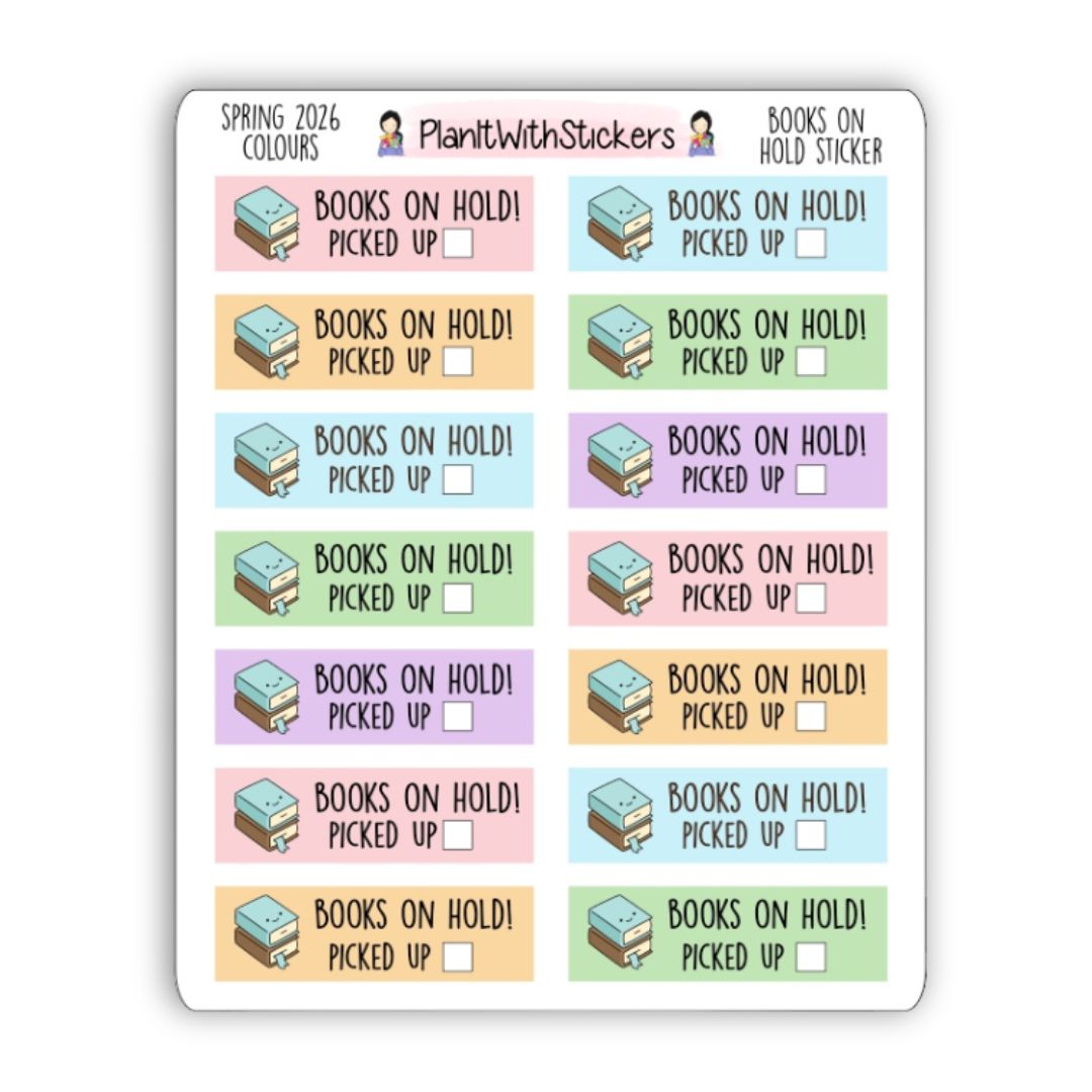 Library Books On Hold Reminder Sticker - Spring 2026 Colours