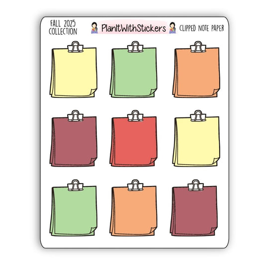 Clipped Note Paper Stickers – Fall 2025 Collection