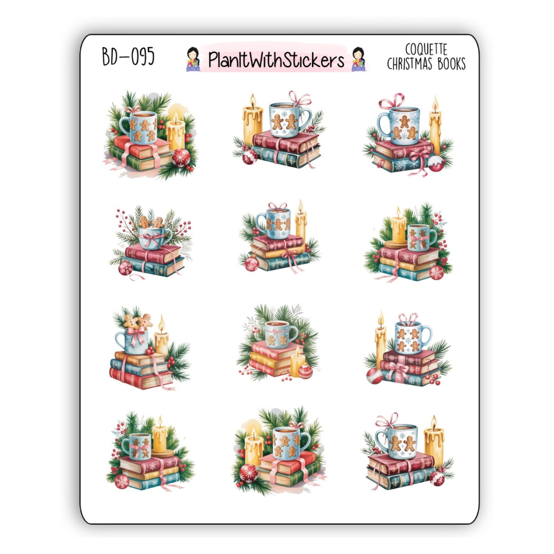 Coquette Christmas Bookish Stickers