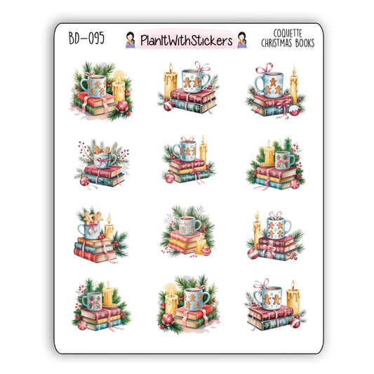 Coquette Christmas Bookish Stickers