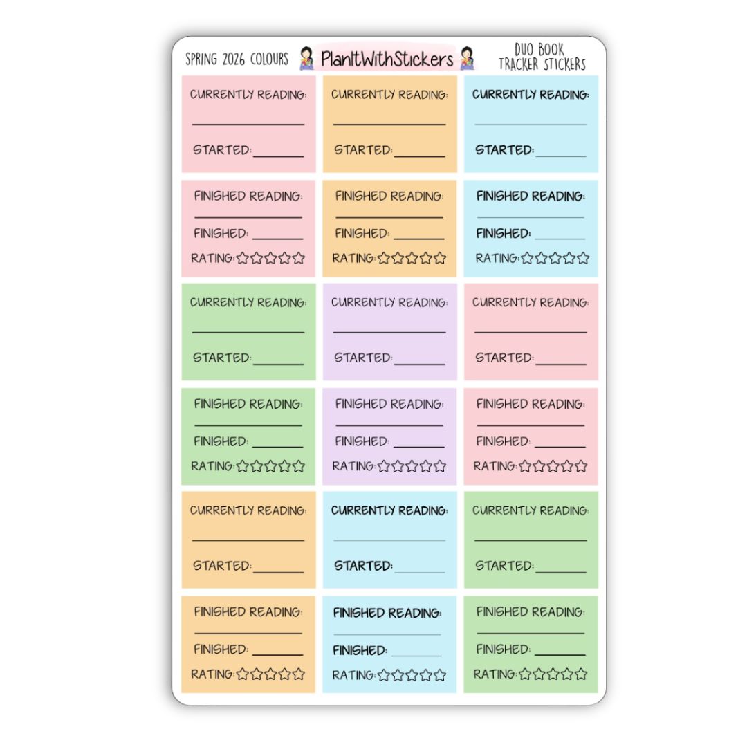 Currently Reading & Finished Reading Book Rating Reading Tracker - Spring 2026 Colours