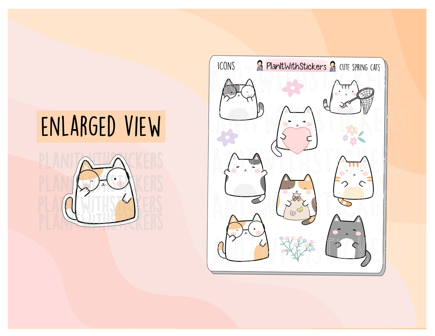 Cute Spring Cat Deco Stickers