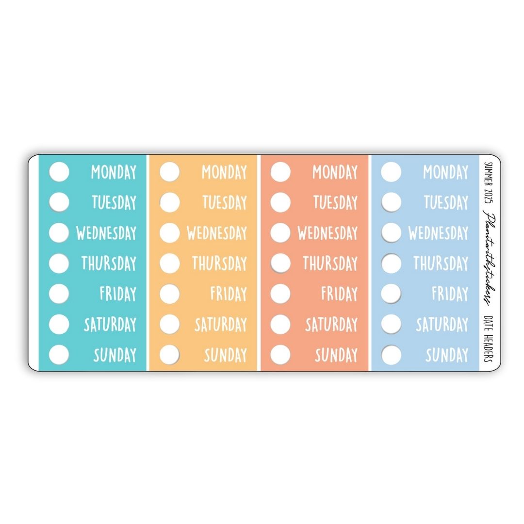Date Headers - Summer 2025 Colours