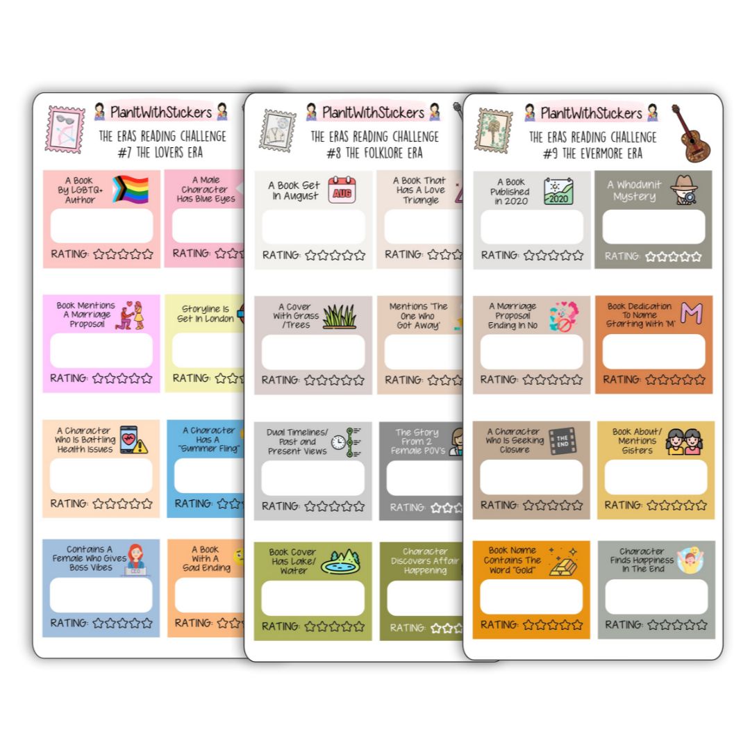 BUNDLE -  The Eras Reading Challenge Book Prompt Stickers