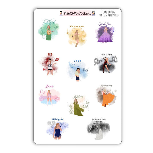 Eras Outfit Circle Sticker Sheet