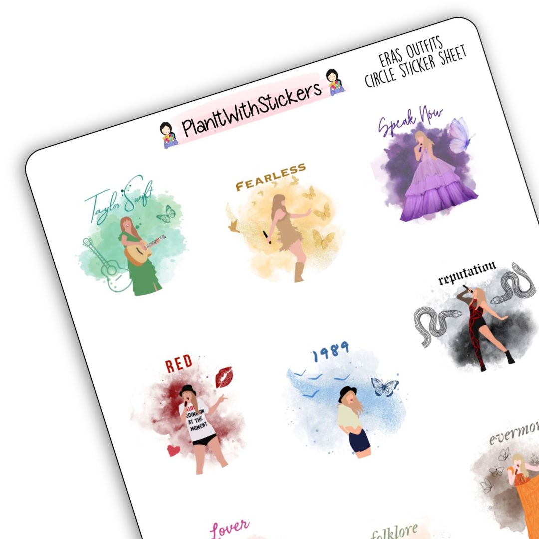 Eras Outfit Circle Sticker Sheet