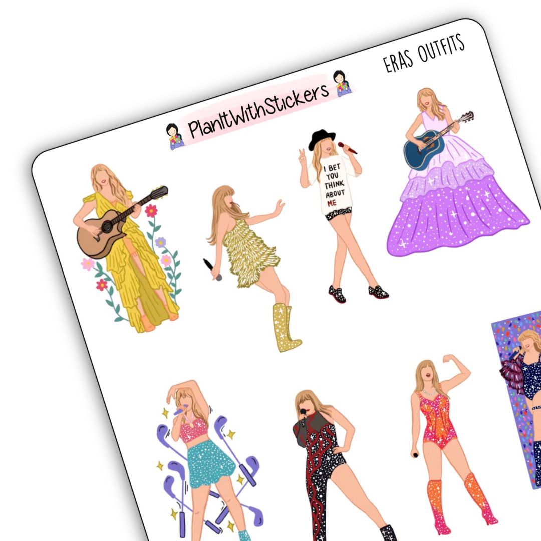 Eras Performance Outfits Sticker Sheet
