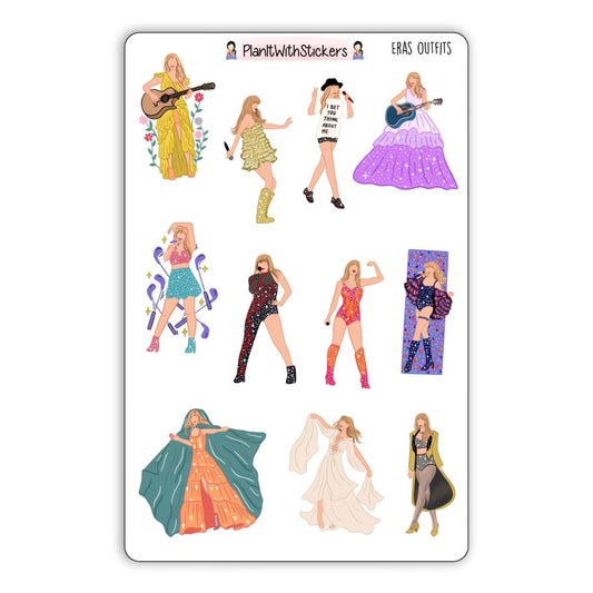 Eras Performance Outfits Sticker Sheet
