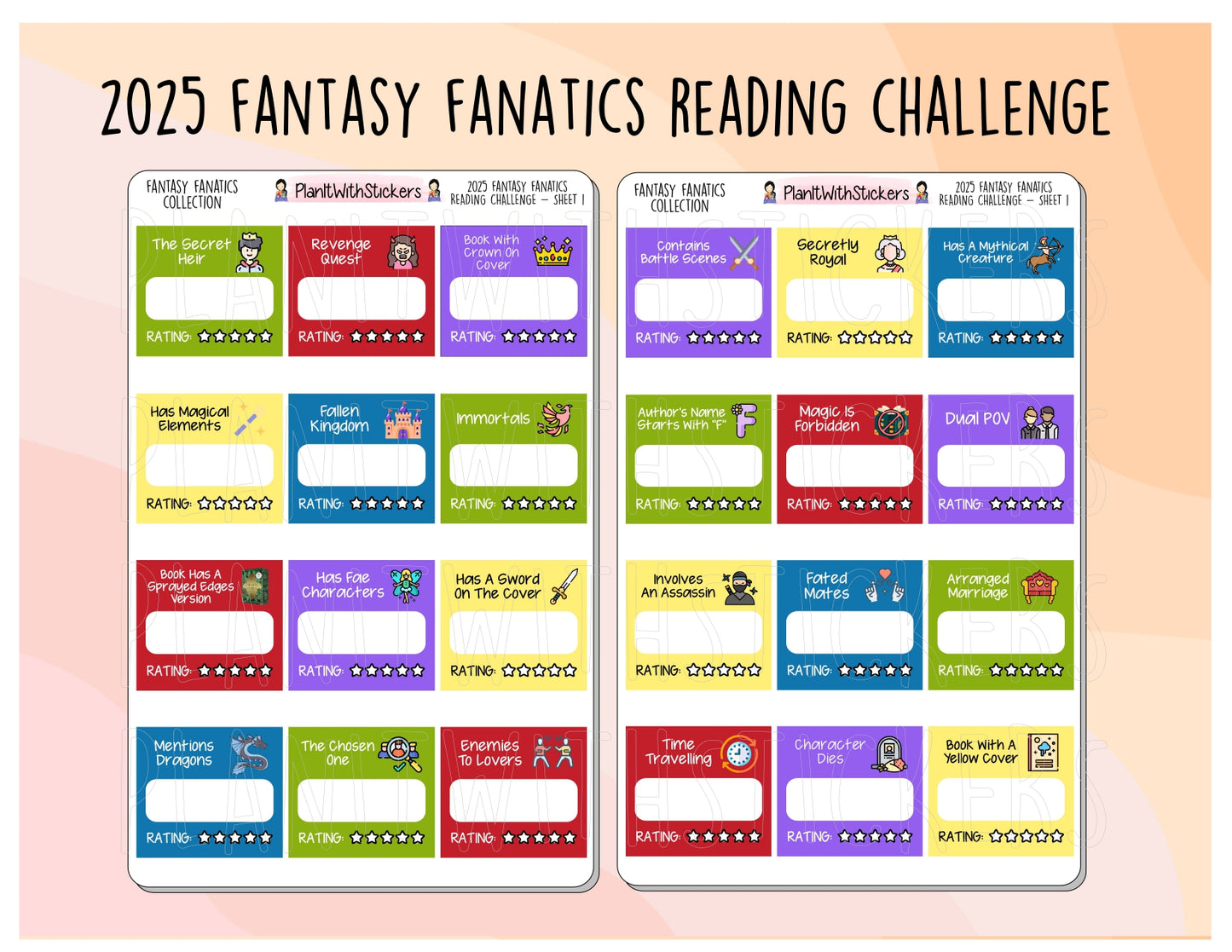 2025 Fantasy Fanatics Reading Challenge Stickers