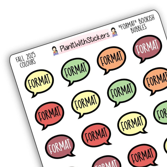 "Format" Bookish Bubbles Reading Sticker- Fall Bookish Collection