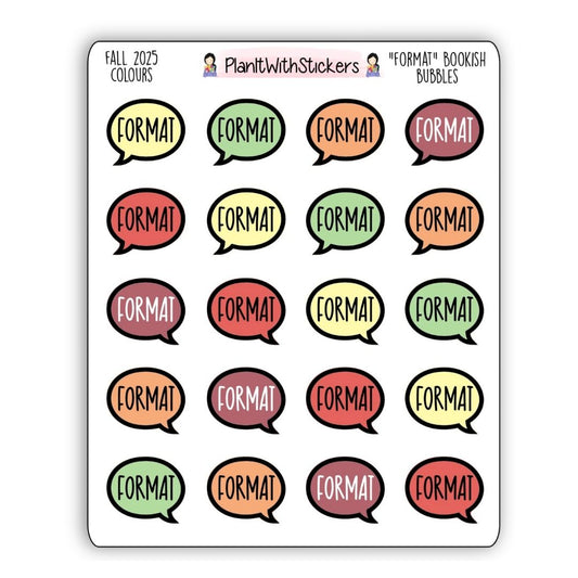 "Format" Bookish Bubbles Reading Sticker- Fall Bookish Collection