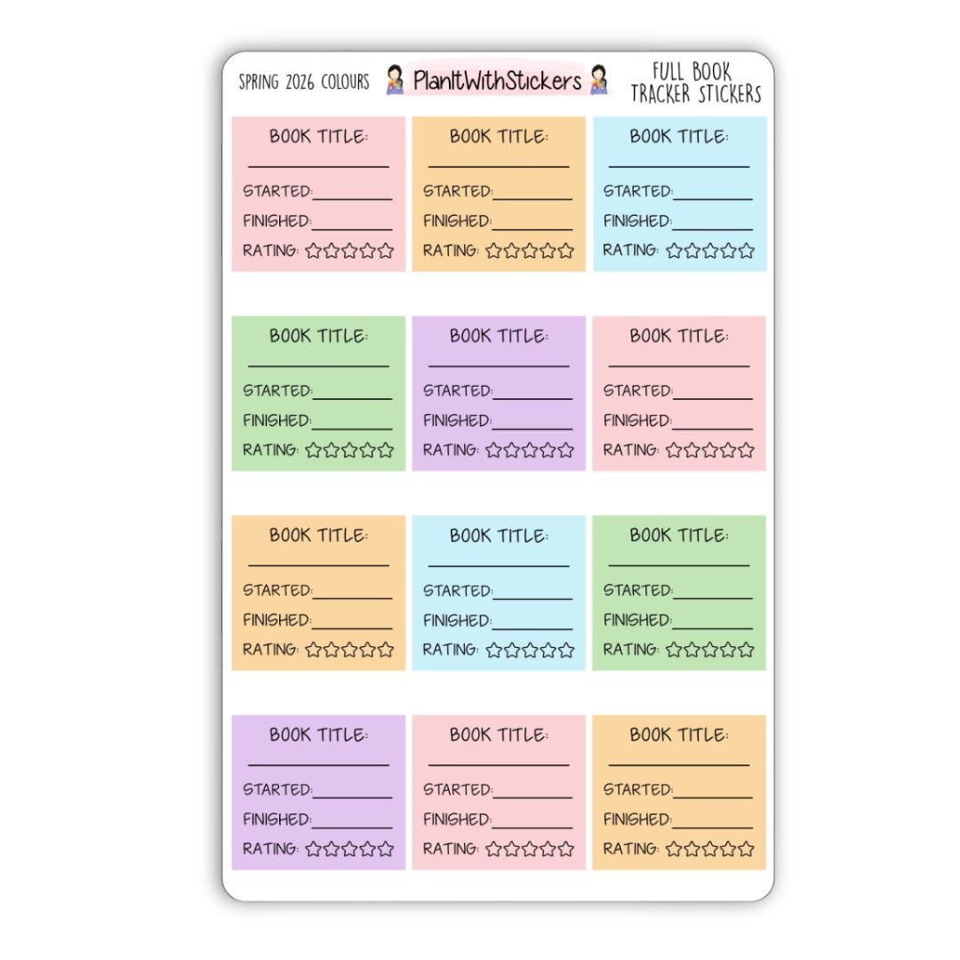 Full Book Rating Reading Tracker - Spring 2026 Colours