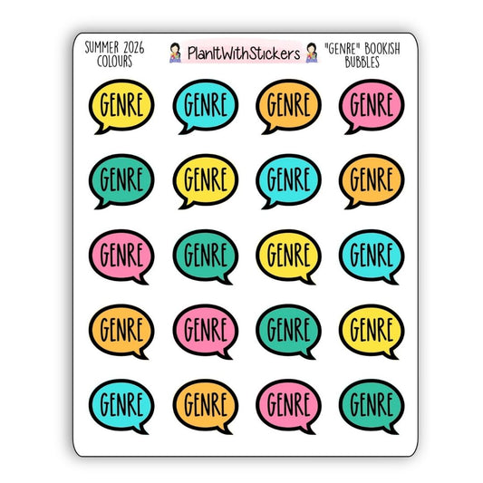 "Genre" Bookish Bubbles Book Review Sticker - Summer 2026