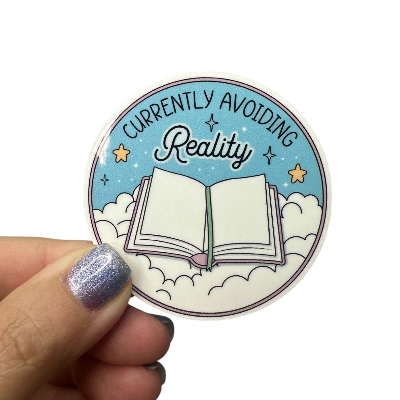 Currently Avoiding Reality Reading Vinyl Glossy Finish Diecut