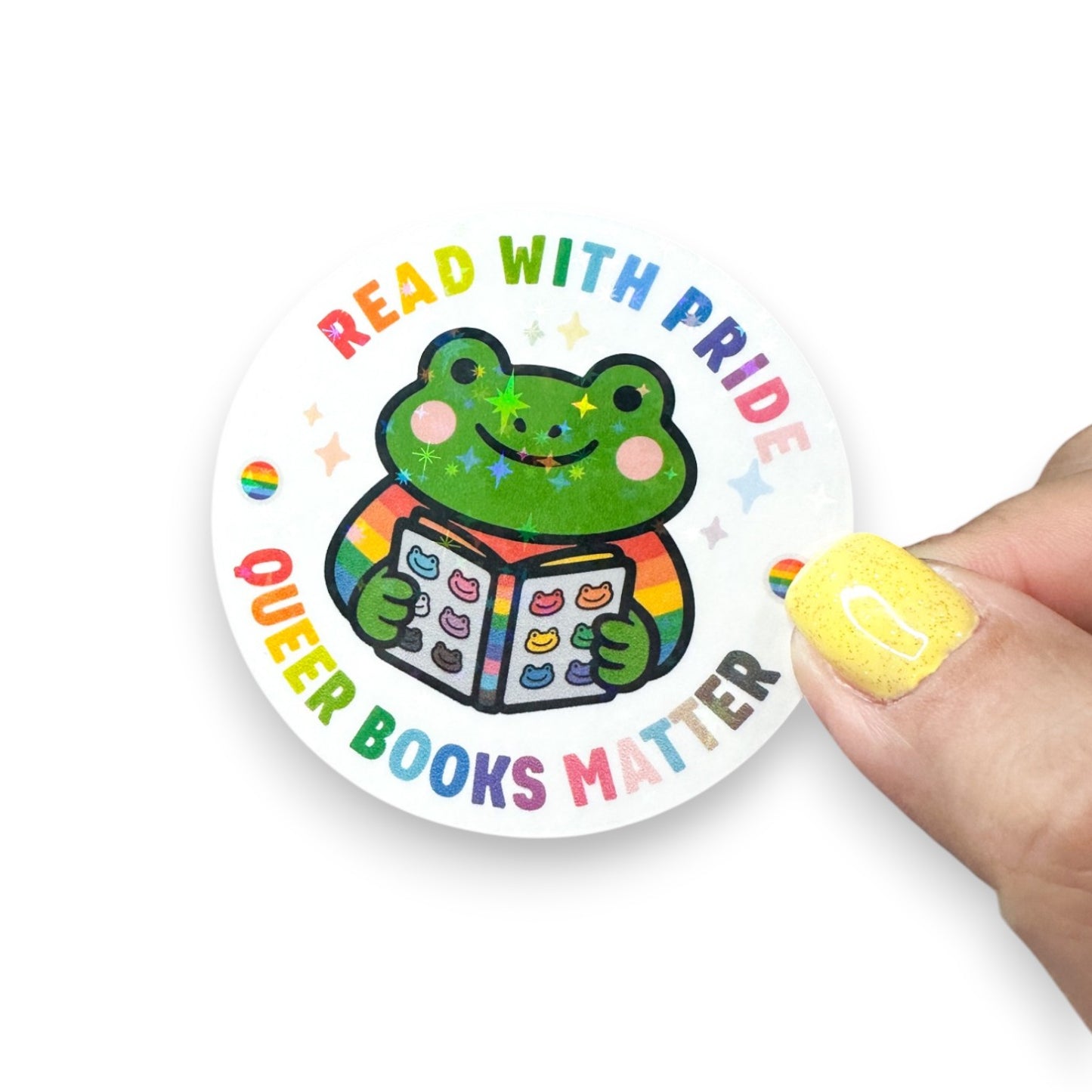 Read With Pride Queer Books Matter Glitter Vinyl Diecut Sticker