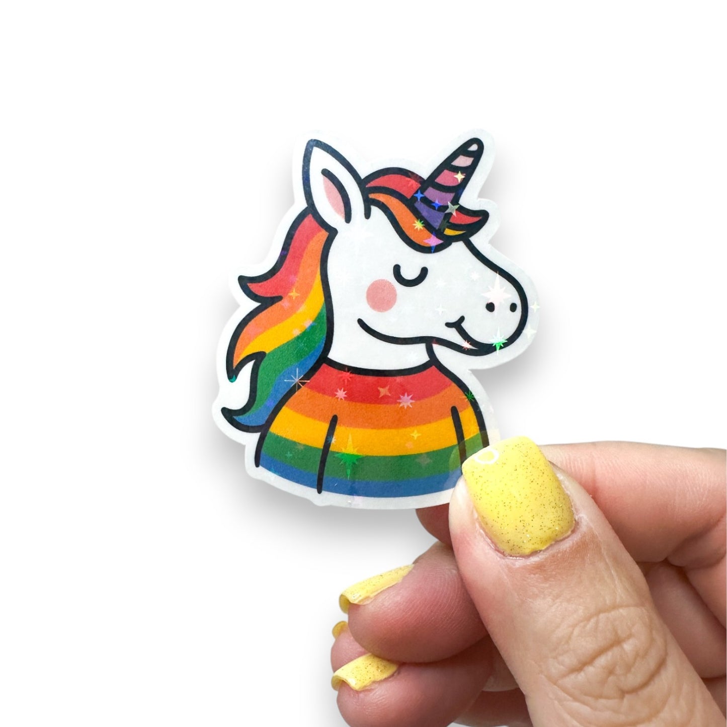 Rainbow Pride Unicorn Glitter Vinyl Diecut Sticker