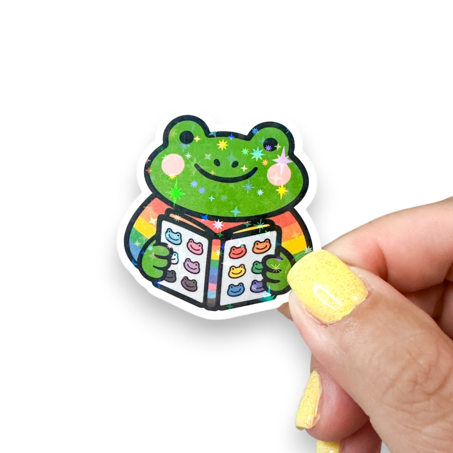 Rainbow Pride Frog Glitter Vinyl Diecut Sticker