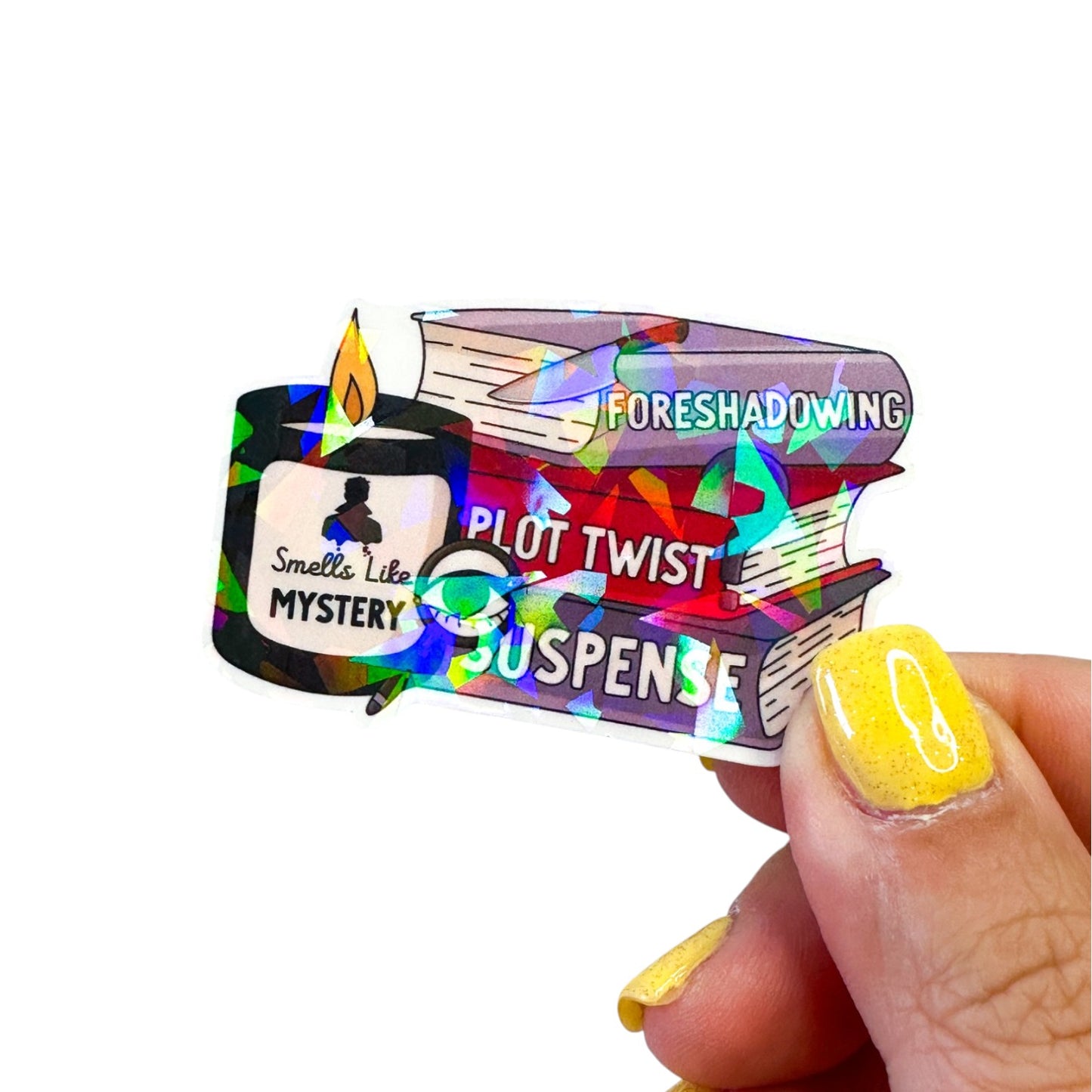 Smells Like Mystery Book Stack Vinyl Diecut Sticker