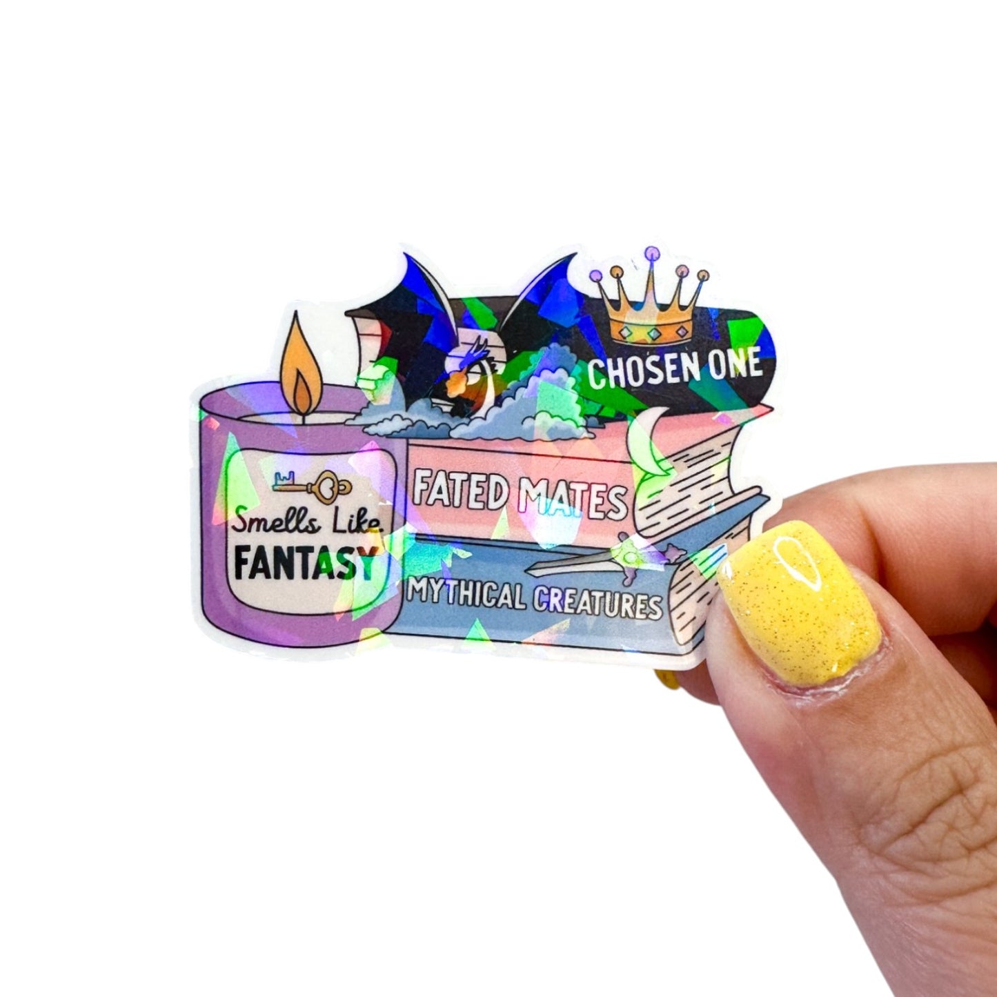 Smells Like Fantasy Book Stack Vinyl Diecut Sticker
