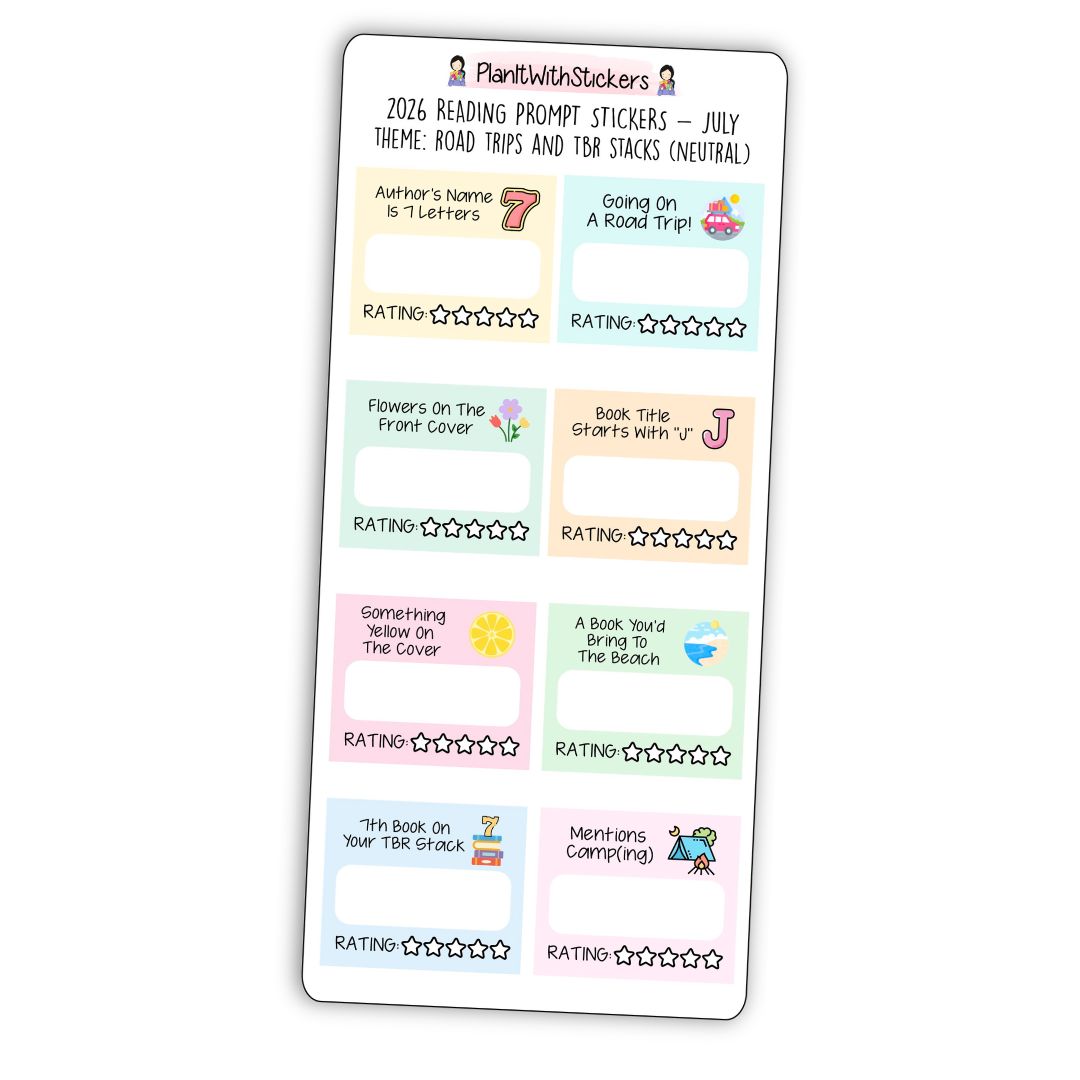 July 2026 - Road Trips & TBR Stacks - Mini Prompts Reading Challenge (Rainbow or Neutral)