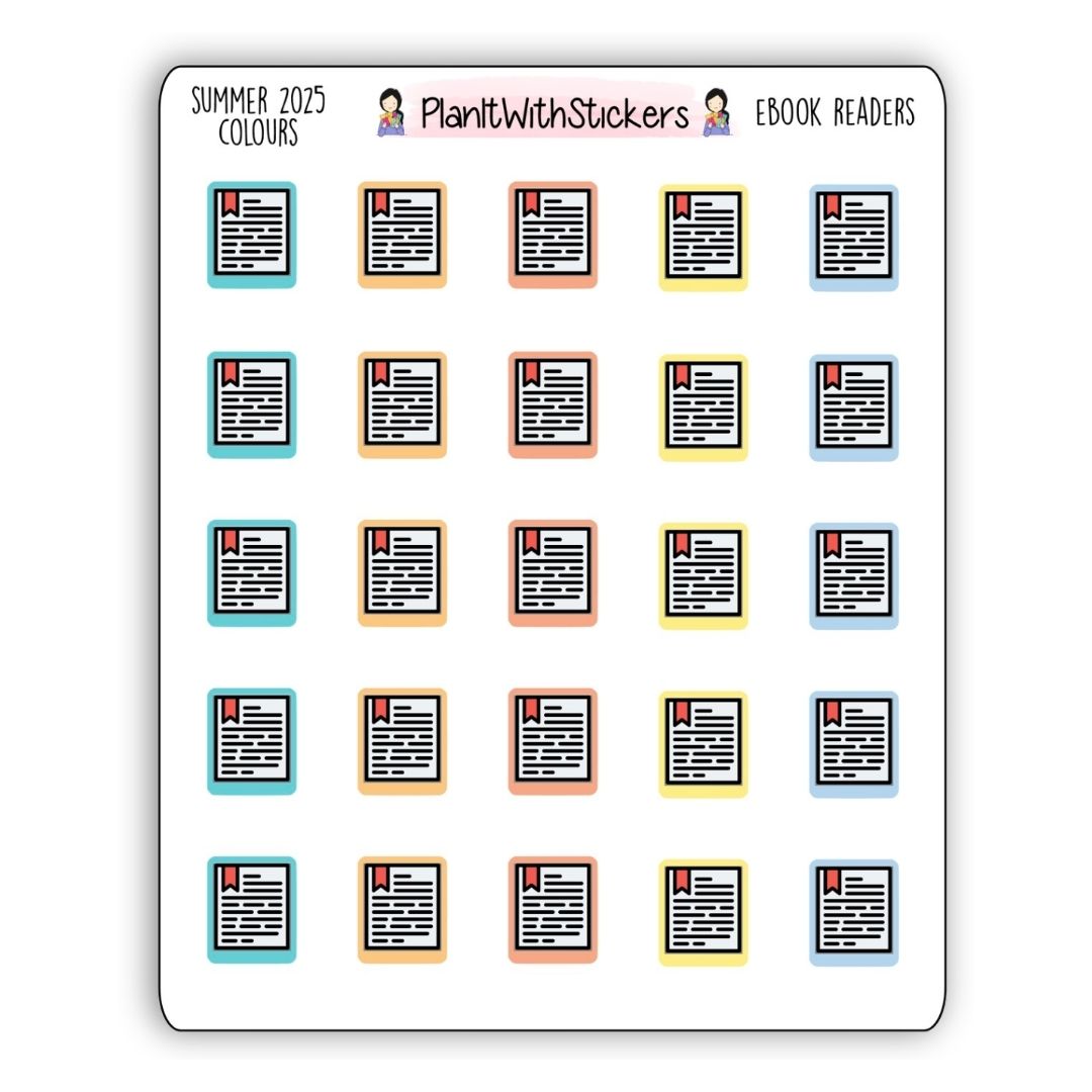 E-Reader Icon Stickers – Summer 2025 Collection