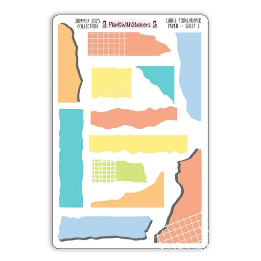 Large Torn/Ripped Paper Sheet 2 - Summer 2025 Colours