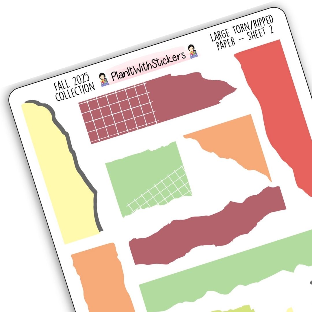 Large Torn Grid Stickers Sheet 2 – Fall 2025 Collection