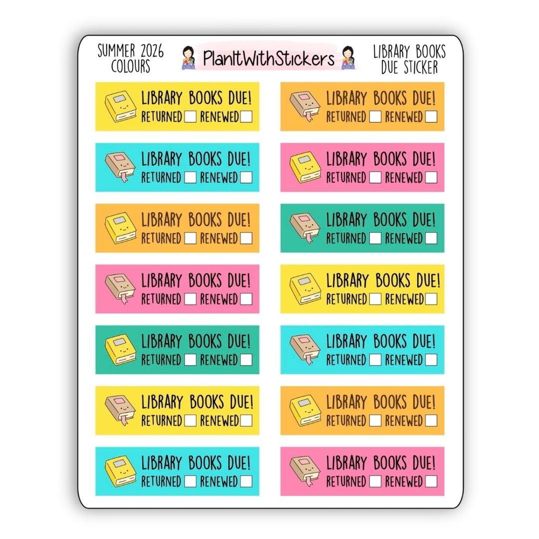 Library Books Due Reminder Sticker - Summer 2026