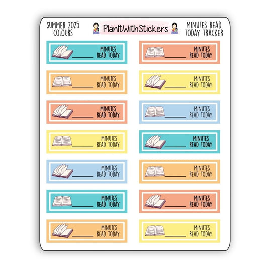 Minutes Read Today Tracker Stickers – Summer 2025 Collection