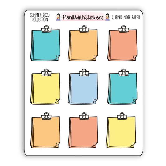 Clipped Note Paper - Summer 2025 Colours