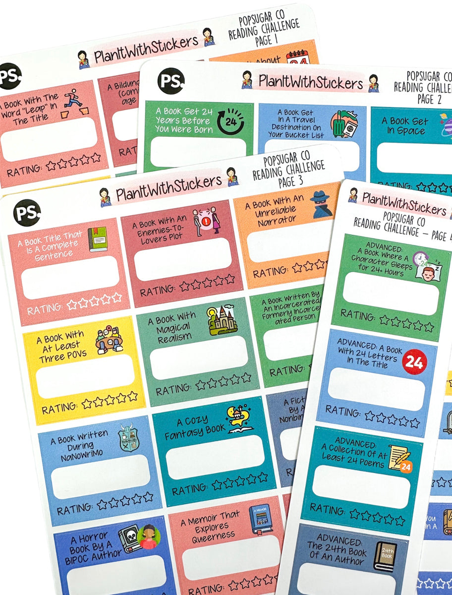 2024 Popsugar Reading Challenge Planner Sticker Kit for Book Planner a