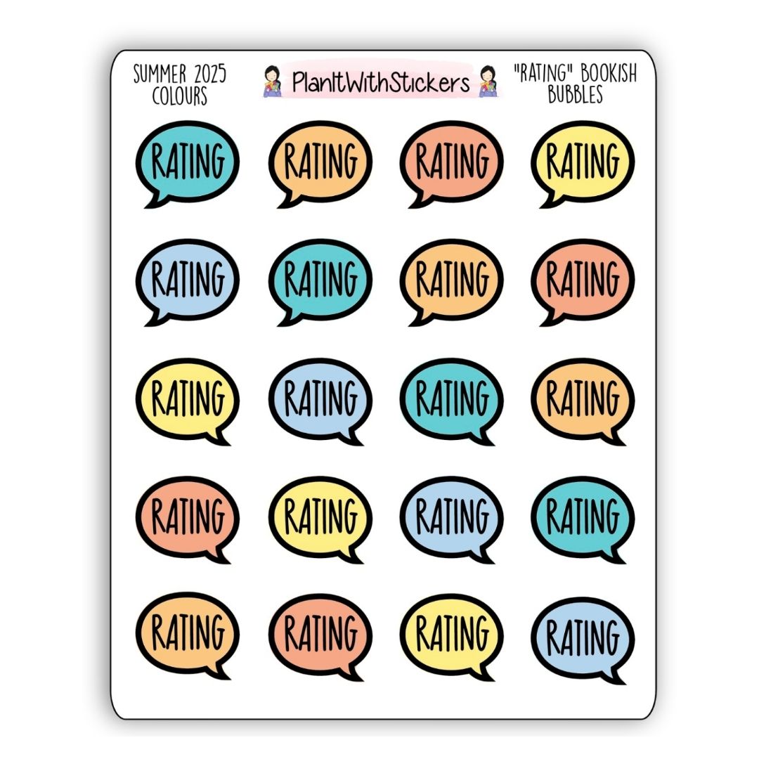 “Rating” Bookish Bubbles Journaling Stickers – Summer 2025 Collection