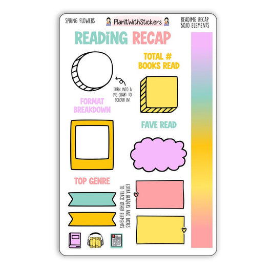 Reading Recap Journaling Stickers –Spring Flowers (April)
