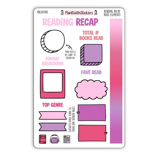 Reading Recap Journaling Stickers – Valentine (February)