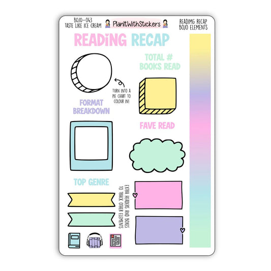 Reading Recap Journaling Stickers – Tastes Like Ice Cream (June)