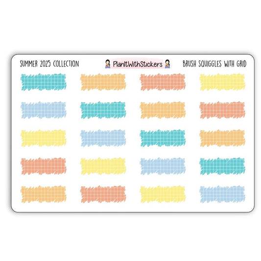 Brush Squiggles with Grid - Summer 2025 Colours