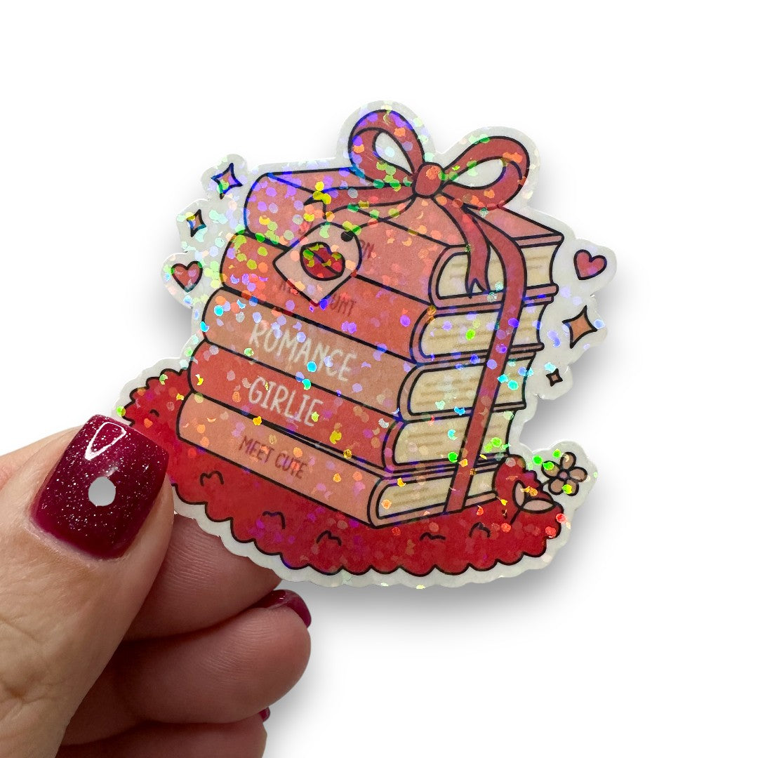 Romance Girlie Book Stack Die-Cut Sticker