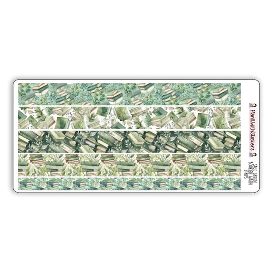 Sage Green Bookish Long Washi Strips