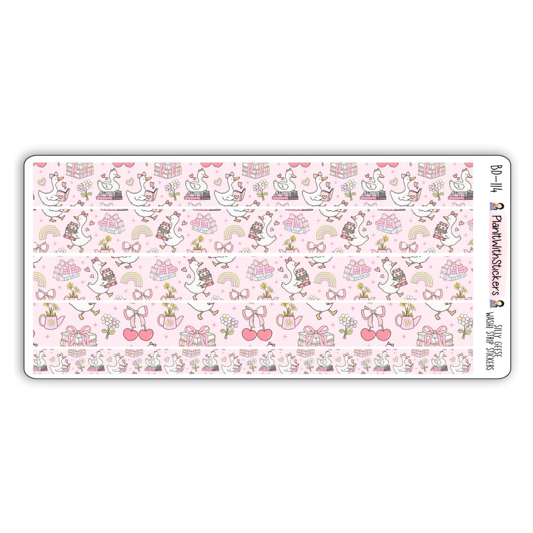 Silly Geese Bookish Long Washi Strips