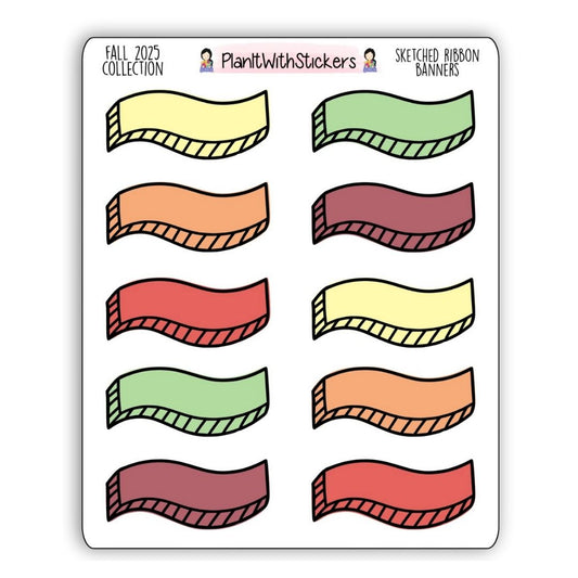 Sketched Ribbon Banner Stickers – Fall 2025 Collection