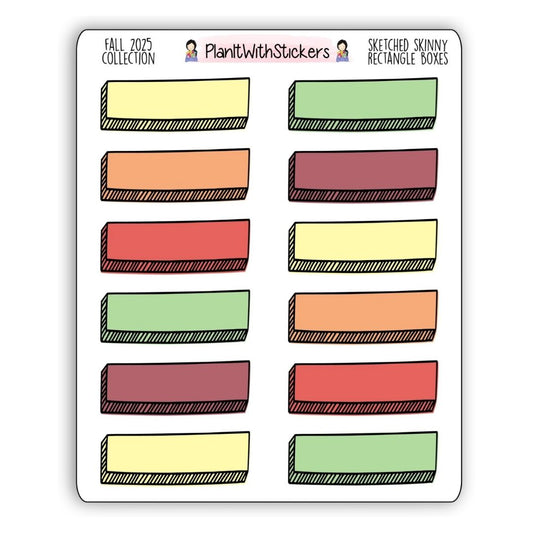 Sketched Skinny Rectangle Box Stickers – Fall 2025 Collection