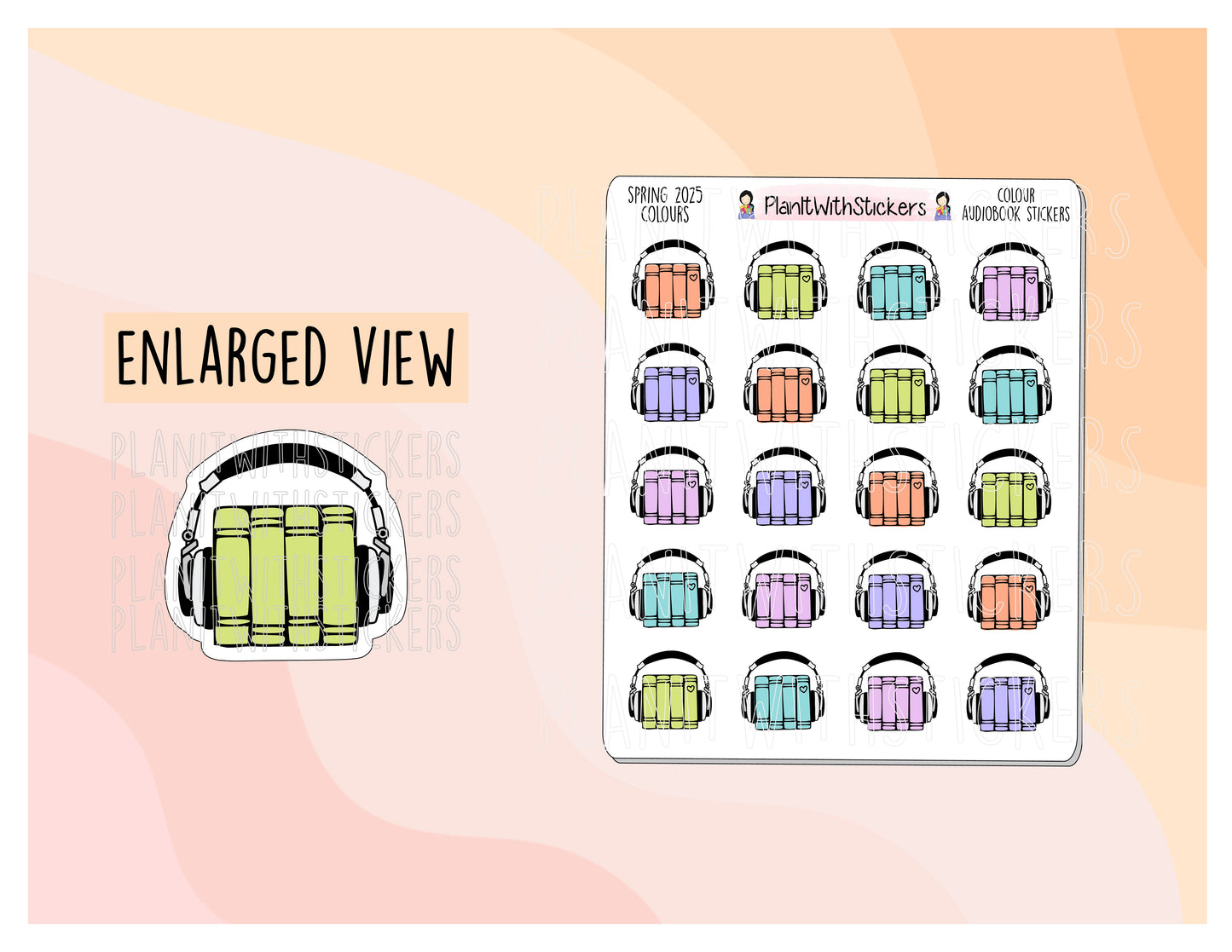 Audiobook Icons for Book Journaling - Spring 2025 Colours