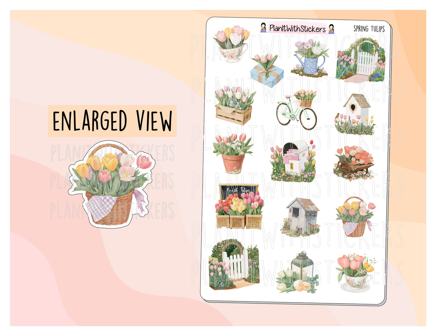 Spring Tulips Gardening Floral Flower Deco Stickers